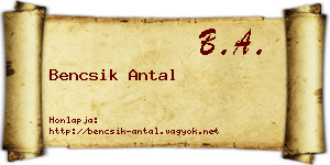 Bencsik Antal névjegykártya